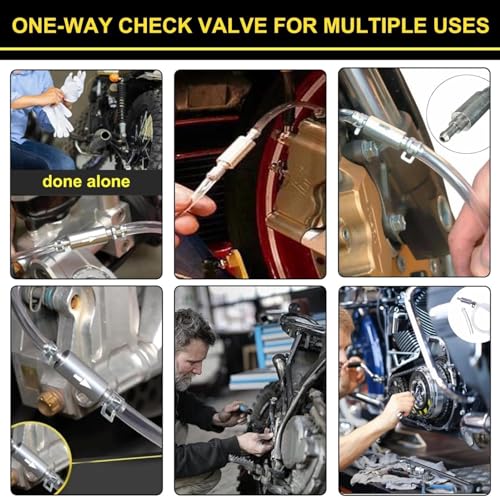 4 PCS Universal Brake Fluid Deflerator, Brake Bleed Hose, Brake System Bleeding Tools, Auto Motorcycle Clutch One-Way Check Valve Tube Deflation Tool Kit Hose with Metal Clamp (4 PCS) - color: 4 PCS