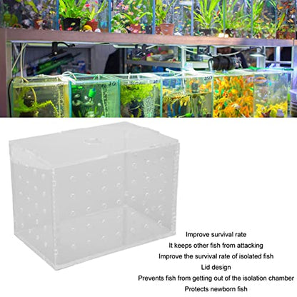 Fish Breeder Box, Aquarium Fish Breeding Box with Suction Cups, High Transparency Acrylic Hatchery Incubator Tank for Baby Fish Shrimp Clownfish Isolation and Rearing (11 * 7 * 8CM) - size: 11*7*8CM