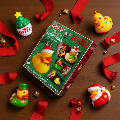 Intever Advent Calendar Christmas 2026, 24 Days of Surprise Rubber Ducks - color: Christmas