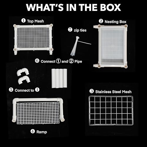 Hanging Turtle Basking Platform, 2-in-1 Turtle Dock for Basking and Laying Eggs with DIY PVC Pipes and Nesting Box, 9.5" Width Resting Area, Ramp for Reptile Frog Terrapin - size: S-9.5"