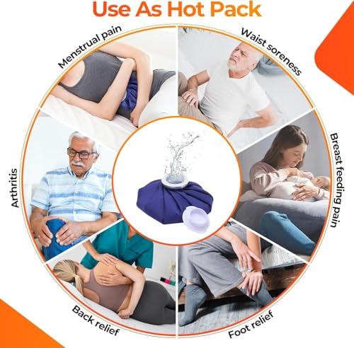 Ohuhu 3 Pack Ice Pack and Ice Bag for Injuries Hot Cold Therapy 6"/9"/11" | Reusable leak-proof ice packs with caps, 3 sizes 6/9/11 inch for knee, leg, back and muscle pain relief