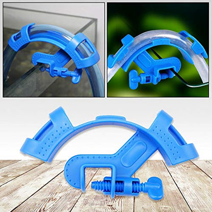 Fish Tank Aquarium Hose Holder, Plastic Filter Pipe Clip, Blue 5 Pcs - Durable Material, Stable Grip, Easy Mounting for Aquarium Cleaning