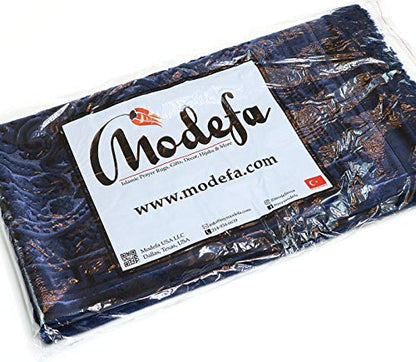 Modefa Prayer Rug - Luxury Velvet Muslim Prayer Rug with Tasbih Beads Soft Elegant Prayer Mat Meditation Mat - Plain Solid Turkish Prayer Matt Islam Ramadan Eid Gift - Paisley (Navy Blue) - color: Navy Blue