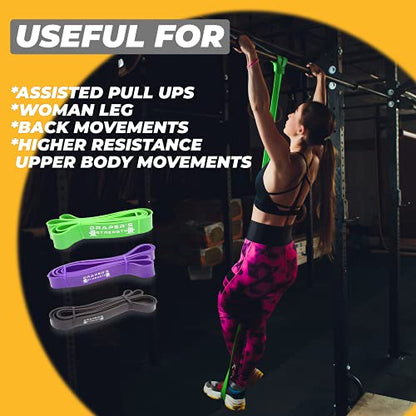 Draper's Strength Heavy Duty Resistance Stretch Loop Bands for Powerlifting Workout Exercise and Assisted Pull Ups - color: #11 4 Band Set Red-Green