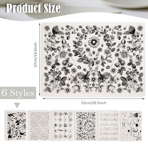 SUPERDANT 6PCS Mixed Underglaze Paper Transfer Plants Flower Transfer Paper for Clay Ceramic Camping Dandelion Porcelain Under Glaze Transfers for Pottery Underglaze Decal Papers Handcrafted Gifts - style: Mixed Styles (Garland)