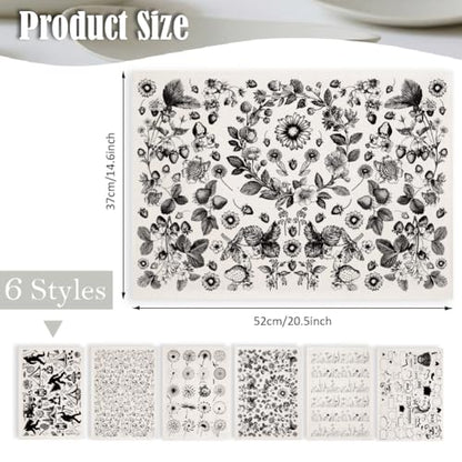 SUPERDANT 6PCS Mixed Underglaze Paper Transfer Plants Flower Transfer Paper for Clay Ceramic Camping Dandelion Porcelain Under Glaze Transfers for Pottery Underglaze Decal Papers Handcrafted Gifts - style: Mixed Styles (Garland)