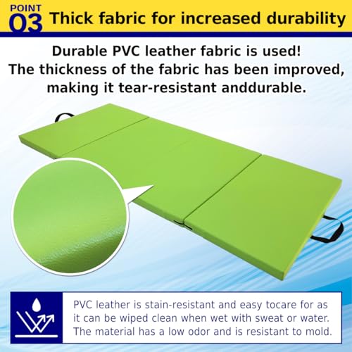KaRaDaStyle Gymnastics Mat Folding Stretch Mats 71"x31"x2" Exercise Muscle Training Children Play Horizontal Bar Mat Yoga Sports Soundproof Home Use - color: AquaBlue/4-fold