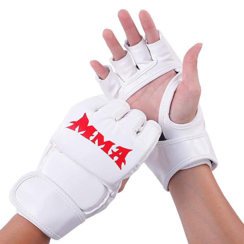 Punch Bag Boxing Gloves Muay Thai Karate Gloves for Men Women Boxing Mitts MMA Body Combat Taekwondo Training Martial Art Fighting Grappling UFC Cage Fighting - color: White