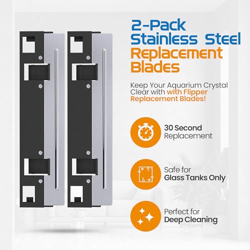 Flipper Standard Aquarium Algae Remover for Fish Tank Cleaner Replacement Blades, Pack of 2 - Glass Scraper Blades for Cleaning Kits - Water Cleaning Accessory - style: Standard