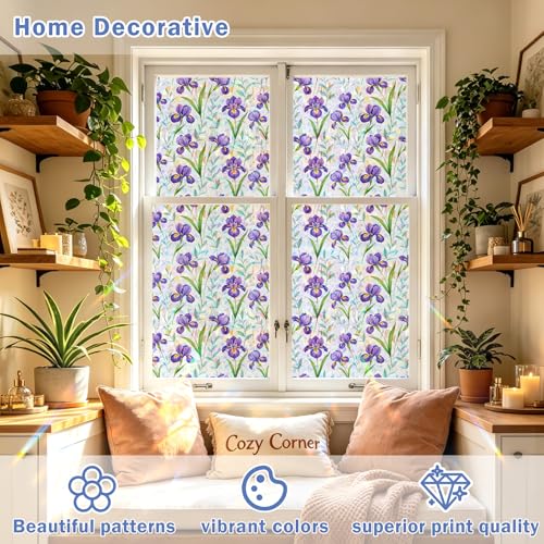 Rainbow Stained Glass Window Privacy Film,Anti-UV Heat Blocking Save Energy - color: Rainbow Iris, size: 23.5*78.5