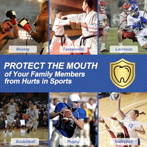 BBTO 6 Pack Kids Youth Mouth Guard for Football Sports, Boys Girls Mouthguard with Case, Soft Mouth Guard for Hockey Boxing Basketball, Ages 4+ - color: Rose Pink，lake Blue