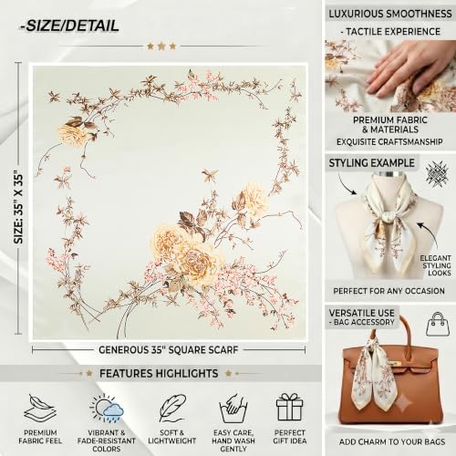 YOUR SMILE Silk Like Scarf Women's Fashion Pattern Large Square Satin Headscarf Headdress - color: 109