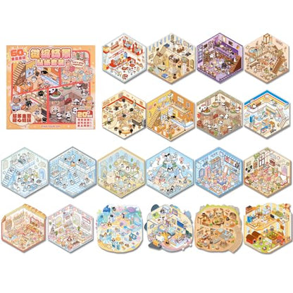 Girls 3D Miniature Scene Stickers, 20 Sets DIY House Stickers, DIY Sticker Scene, Cute 3D Cartoon Sticker Scenes for Adult Kids Relief Stress Pass The Time - style: Multiple Scene