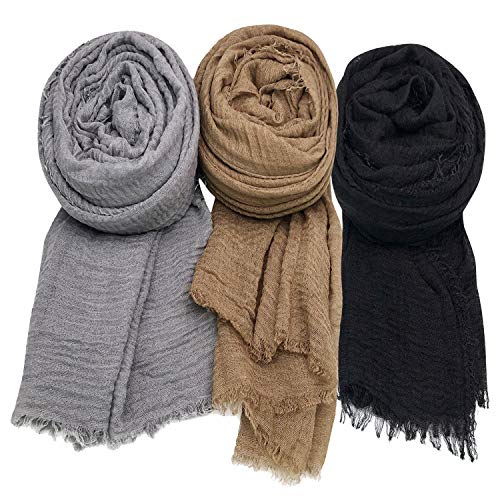 Women Scarf Shawl for All Season 3PCS Scarve Wrap Scarve. - color: Black, Brown, Gray