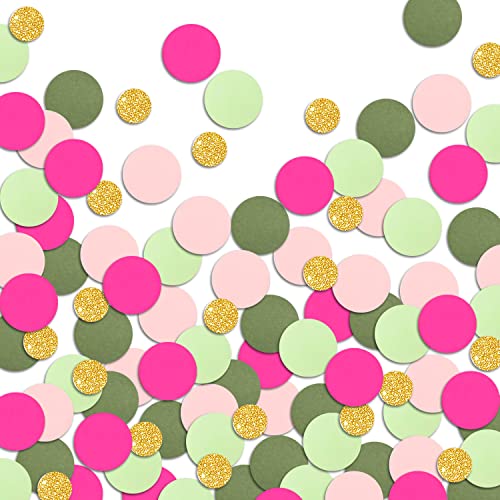 Letjolt Pink Confetti Glitter Dots Girls Party Table Decorations 100 Pcs - color: Pink-green