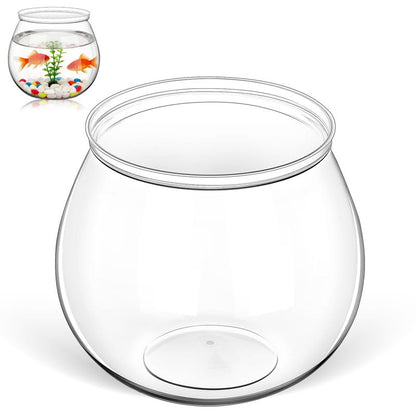 Toddmomy 1 Gallon Transparent Plastic Fish Bowl Small Round Aquarium for Goldfish Turtles Tabletop Fish Tank Office Home Decor