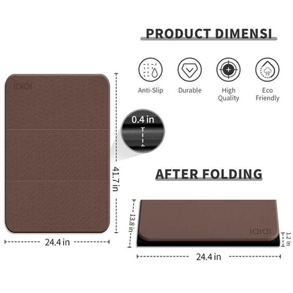 Foldable Exercise Pad Extra Thick 1.2" x 14" x 24" | POE Non-Toxic Multi-Functional Knee & Elbow Cushion for Push Up, Yoga, Pilates, Home & Gym Use for Adults & Kids - color: Dark brown+black