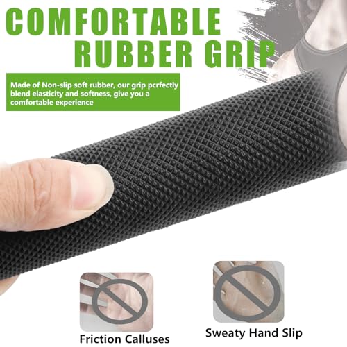 Double D Row Handle LAT Pulldown Attachments, 1.3 Inch Diameter Big Comfort Rubber Grip V Bar Attachmentt for Cable Machine Home Gym Accessory - color: Black Double D