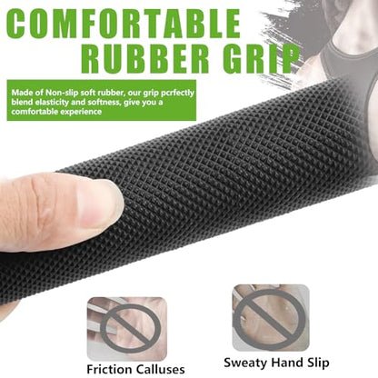 Double D Row Handle LAT Pulldown Attachments, 1.3 Inch Diameter Big Comfort Rubber Grip V Bar Attachmentt for Cable Machine Home Gym Accessory - color: Black Double D