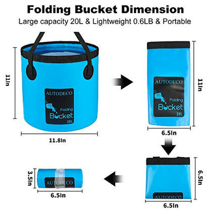 Collapsible Bucket 5 Gallon Container Folding Water Bucket Portable Wash Basin - color: 3pcs-blue & Orange & Black