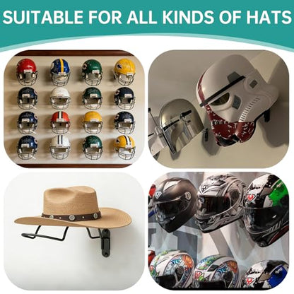 2 Pcs Wall Mounted Helmet Rack Storage Display Rack Hanger, Motorcycle Helmet Holder for Equestrian/Baseball/Iron Man/Scout Trooper/HockeyHelmet（No Helmet） - size: 2 PCS