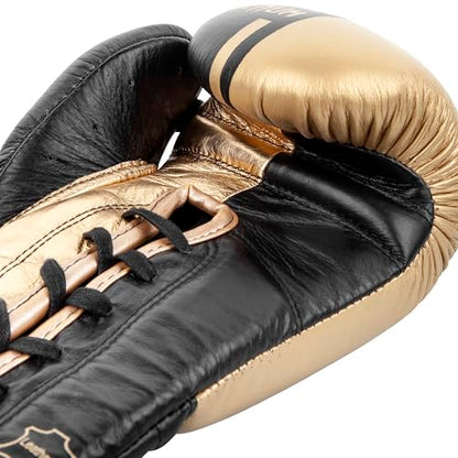 Venum Shield Pro Boxing Gloves - color: Black/Gold, size: 14oz, style: Laces