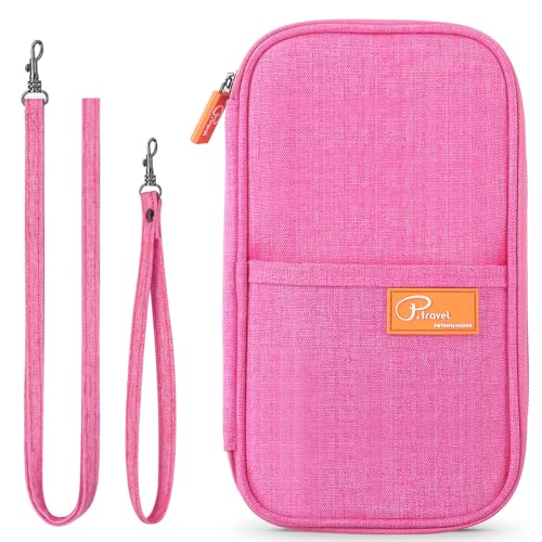 VanFn RFID Travel Passport Wallet, Family Passport Holder, Trip Document Organizer P.Travel Series (Rose Red) - color: Pure Rose Red