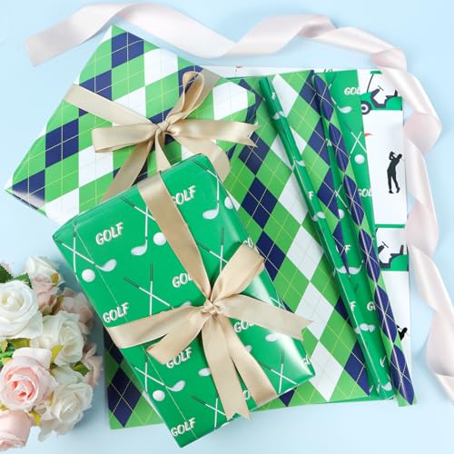 Keluna Golf Gift Wrapping Paper - Sports Theme Golf Wrapping Paper for Men Birthday Fathers Day Graduation Retirement Sports Event Christmas Holiday Wrap Sheets - color: golf
