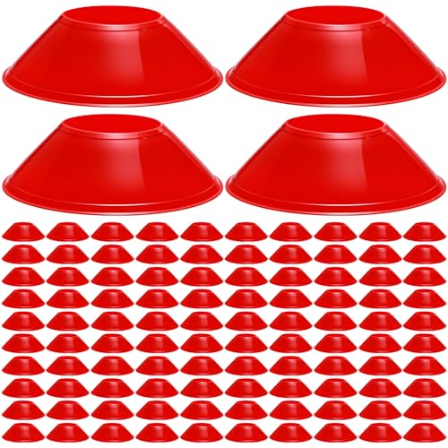 100 Pcs Mini Soccer Cones for Sport Agility Disc Cones Soccer Training for Agility Drills Sports Football - color: Red