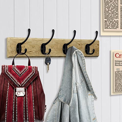 IBosins 30 Pack Heavy Duty Utility Black Dual Coat Hooks for Coat, Bag, Hat | Coat Hooks Wall Mounted with 60 Screws Retro Double Hooks Utility Hooks for Scarf, Towel, Key, Cap, Cup - color: 30 Pcs Black