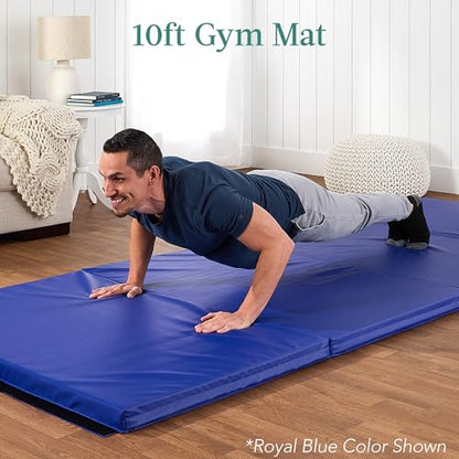 Best Choice Products 10ftx4ftx2in Folding Gym Mat 4-Panel Exercise Gymnastics Aerobics Workout Fitness Floor Mats w/Carrying Handles - color: Black w/Beam
