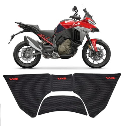Motorcycle Accessories Side Fuel Tank Pad for Ducati Multistrada V4 S V4S RS 2021-2025 Tank Pads Protector Stickers Decal Gas Knee Grip Traction Pad PVC Rubber Black