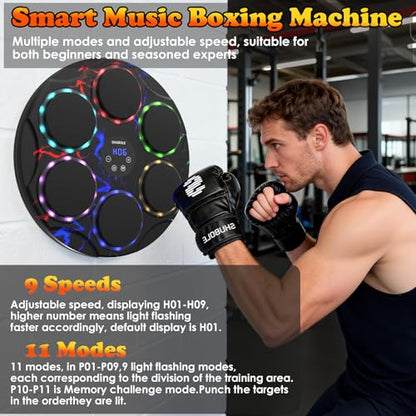 Music Boxing Machine with Gloves - Wall Mounted Punching Trainer for Adults & Kids, 9-Speed Punch Game, Wall Boxing Punching pad, 2025 Upgrade Gifts for Boys Age 6+ - style: Lightning