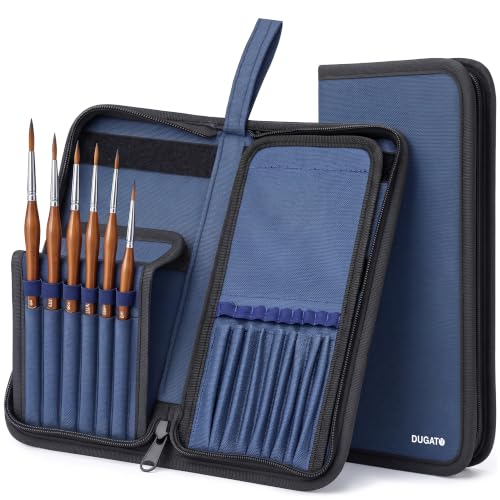 Short Brush Holder & Organizer, Canvas Case 5.4 x 10.7 in, Blue | 15 Slots Zipper Paint Brush Case for Brushes up to 9.3 in Length, Artist Portable Carry Bag, Watercolor (Brush Not Included) - color: Blue, size: Medium 5.4x10.7 inches