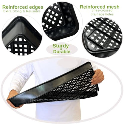 1020 Mesh Tray Soil Blocking Tray 1020 Trays Seedling Starter Trays 10 Pack Black 10x21 Inches for Microgreens Hydroponic - size: mesh tray 10 pack