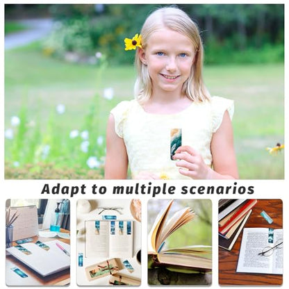 48 Pieces Magnetic Bookmarks Magnet Page Markers - Book Marks for Reading Women & Men with Storage Boxes - Cute Magnet Bookmark Clips for Reading Pleasure（Ocean） - size: 48, style: Ocean Style