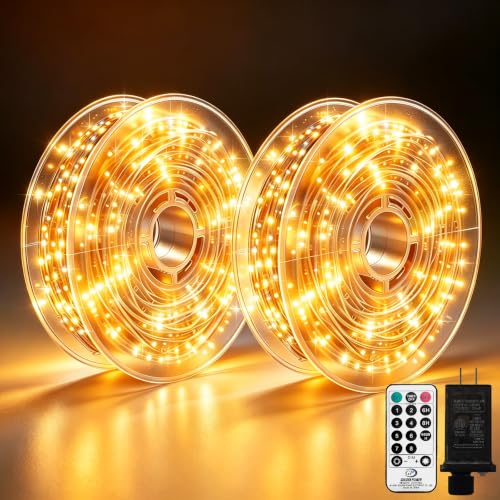 2 Pack 450 LED Fairy Lights Plug in 2 x 88FT Total 176FT Silver Wire Twinkle String Light with Remote Timer Dimmable Waterproof Copper Wire Lights for Bedroom Patio Garden Tree Wedding Christmas Decor - color: Warm White, size: Silver Wire 450LED Total 17