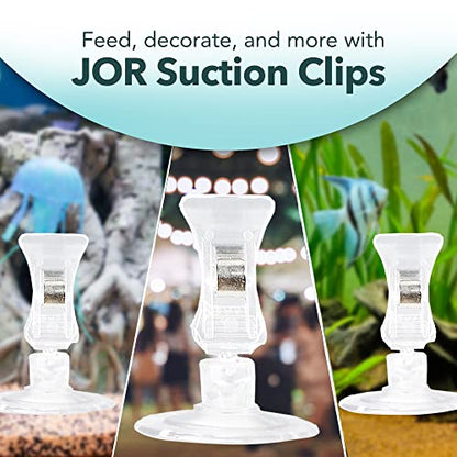 JOR 4 Pack Fishes Veggie Kelp Plant Suction Cup Clips for Aquariums, 2” x 1”, Feeding Tool, Aquarium Accessory for Fish Tank, Round Feed Holder Clamp, Automatic Fish Feeder, Includes Plastic Spring