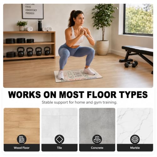 Squat Mat with Foot Position,Non-Slip Workout Mat for Squat & Leg Exercises - color: Beige