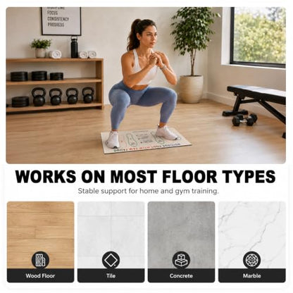 Squat Mat with Foot Position,Non-Slip Workout Mat for Squat & Leg Exercises - color: Beige