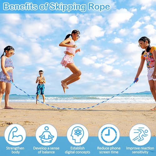 Jump Rope for Kids, Adjustable Jump Ropes for 4 5 6 7 8 10 12, Tangle Free Jumping Rope Age 8-12, Segmented Soft Beaded Skipping Rope for Women Fitness - color: Blue and Pink