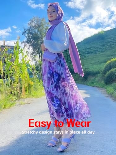 Hijab Scarf for Women Soft Muslim Hijabs Head Wrap Scarves Fashion Long Hair Shawls Stretchy Muslin Headscarf - color: Light Purple Hijab Scarf for Women
