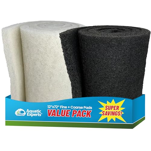 Aquatic Experts Classic Koi Pond Filter Pad Bundle – Fine & Coarse Bulk Roll Pond Filter Media, Ultra Durable Reusable Fish Pond Filter Material (Fine: 12" x 72", Coarse: 12" x 72") - size: 12” x 72”