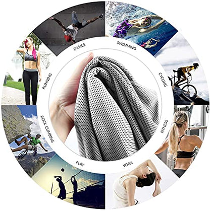 2 Packs Cooling Towel (40"x 12"), Microfiber Cool Towel, Soft Breathable Chilly Towel Stay Cool for Yoga, Sport, Gym, Camping, Fitness, Running & More Activities, Grey