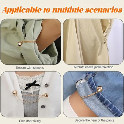 4 Pack Multi-function Magnetic Clothing Clips, Magnetic Strength Buttons Powerful Hijab Magnets Chain Multi-Purpose Pinless Brooch for Cardigan Shawl Clothing Accessories Cuff Hem (Mix) - color: Mix