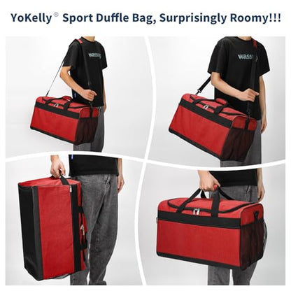 20 inch Sport Duffle Bag for Men, Red | 40L Gym Bag, Weekender Duffel Bag, Travel - color: Red