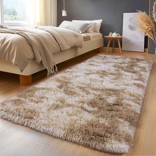 2x6ft Non-Slip Runner Rug Fluffy Soft Carpet for Hallway Entryway Bedroom - color: Tie Dye Camel, size: 2' x 6' (Runner)