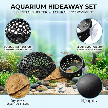 Shrimp Hides for Aquarium, 7-Piece Fish Tank Cave Set, Stress Reduction for Aquatic Pets, Aggression Isolation and Breeding Habitat, Plastic Aquarium Caves and Hideouts