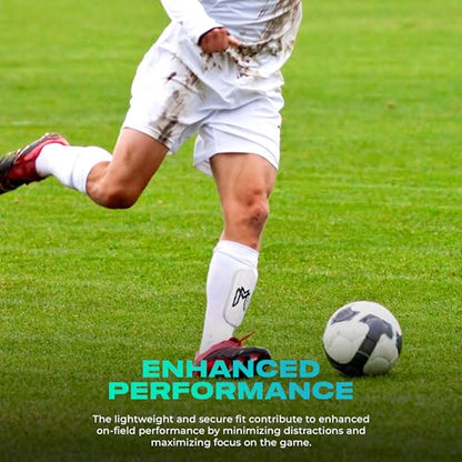 MediCaptain Mini Shin Guards Soccer – Built in Shin Pad Sleeves for Mens, Women, Teens - Small Shin Guards - Lightweight, Breathable Shin Defender Leg Protection - color: White, size: Maxi (5.5 x 2.8 in)