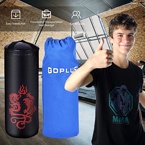 Goplus Punching Bag Set with Gloves, 22LBS/ 40LBS Filled Kick Boxing Bag, Rucksack, Jump Rope, Firm Hook, Heavy Bag for Adults MMA Training, Muay Thai, Krav MAGA, Taekwondo, Karate - style: 40 LBS